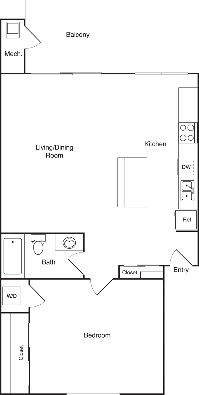 1 Bed • 1 Bath 334 floor plan